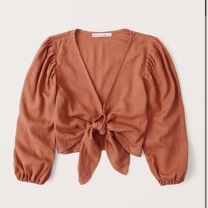 Tie front long sleeve blouse